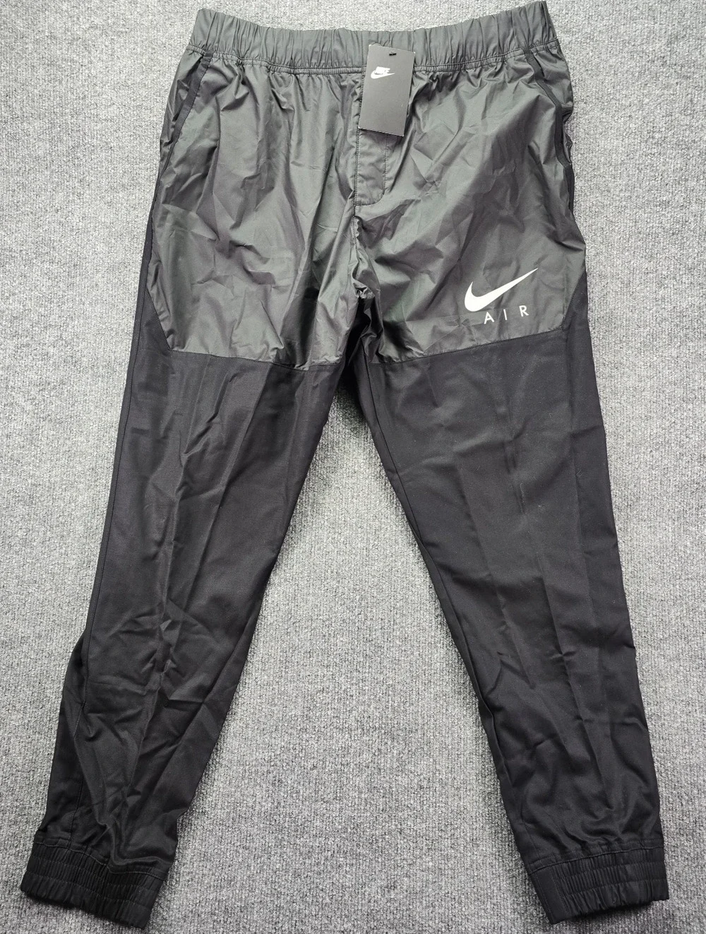 Nike Air Joggers Mens XL Slim Fit Black Gray Colorblock Snap Drawstring Track